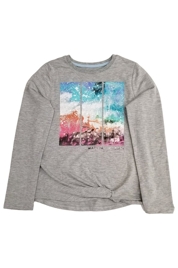 Frozen 2 Girls Gray Long Sleeve Elsa Anna Magical Journey Artsy Tee T-Shirt L