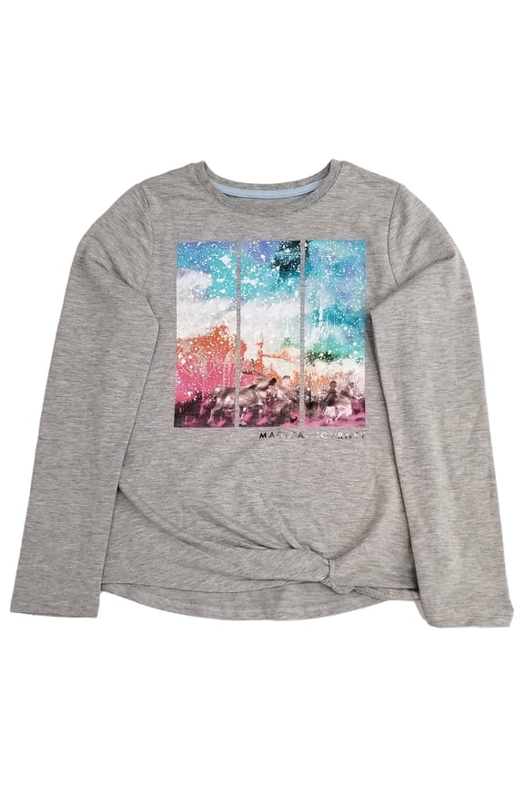 Frozen 2 Girls Gray Long Sleeve Elsa Anna Magical Journey Artsy Tee T-Shirt M