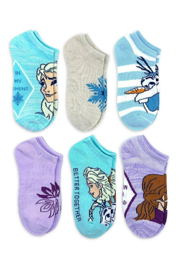 , Girls No-Show Socks, 6-Pack, Sizes S-L