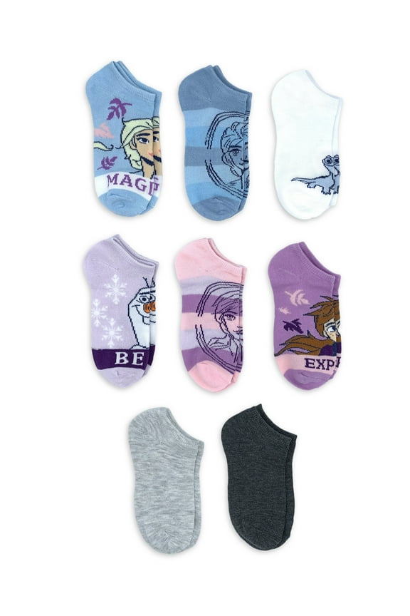 Frozen 2 Girls No Show Socks, 8-Pack