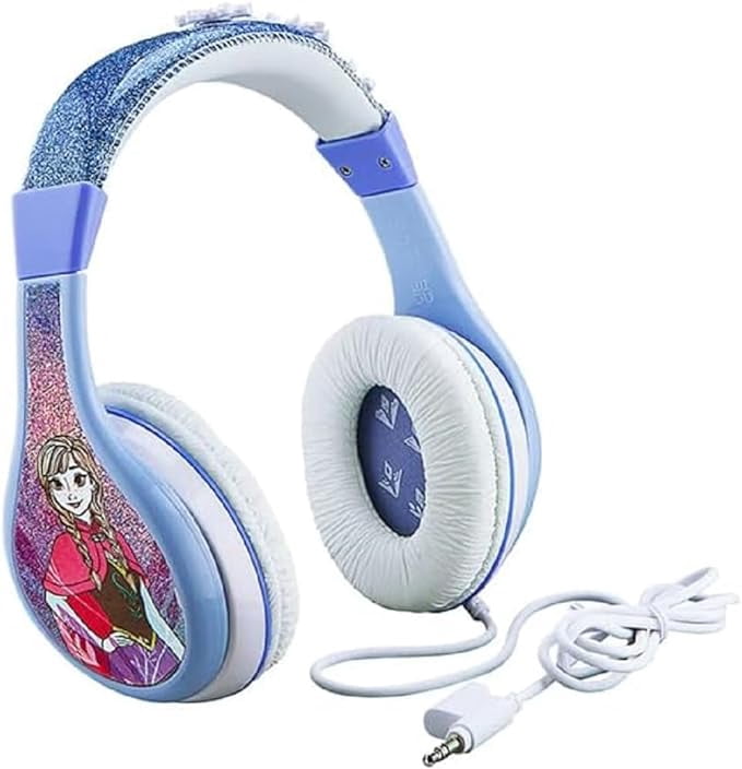 Kids Headphones With Bear Ears - Wired Over-Ear, Volume Limited (85dB), Adjustable, 3.5mm Jack, Purple