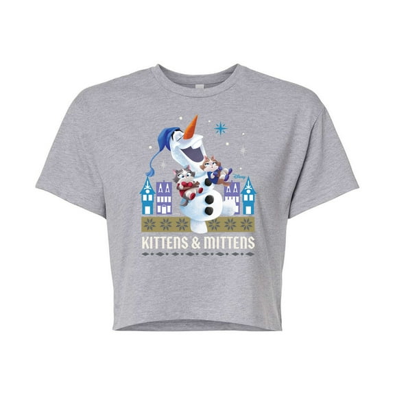 Frozen 2 - Kittens And Mittens - Juniors Cropped Cotton Blend T-Shirt