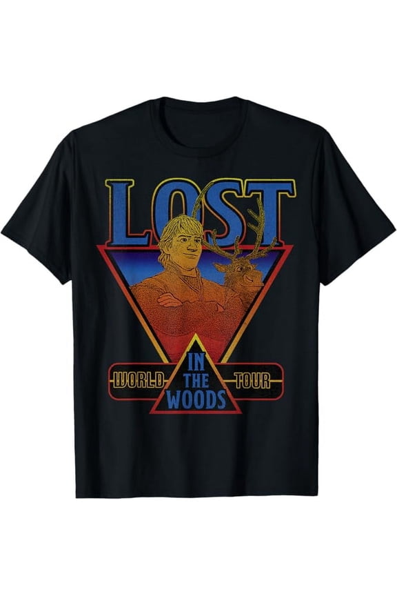 Frozen 2 Kristoff & Sven Lost In The Woods World Tour Short Sleeve T-Shirt For Men Women , Black Color, Size 5XL