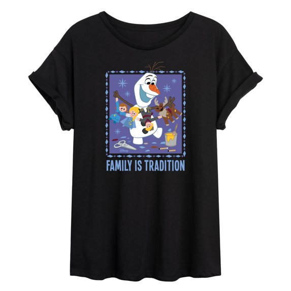 Frozen 2 - Olaf Family Is Tradition - Juniors Ideal Flowy Muscle T-Shirt