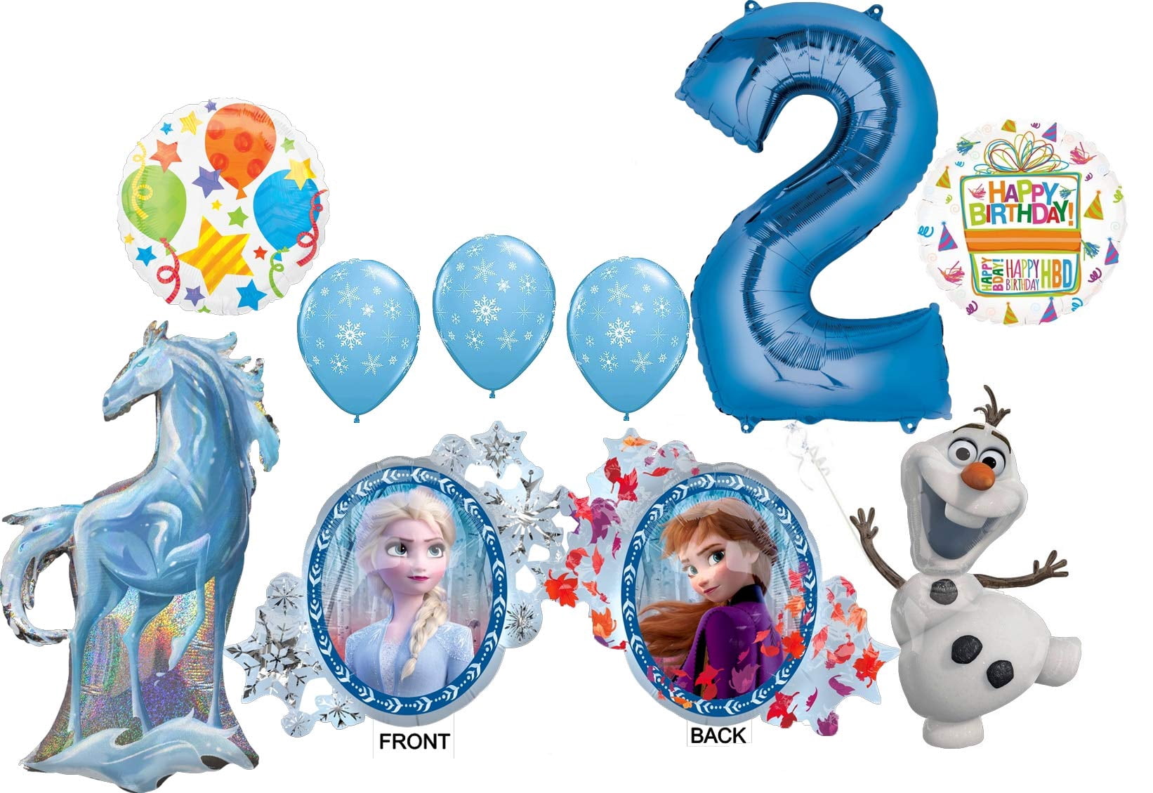 Frozen 2 Party Supplies 2nd Birthday Elsa, Anna, Olaf and Nokk Balloon Bouquet Decorations
