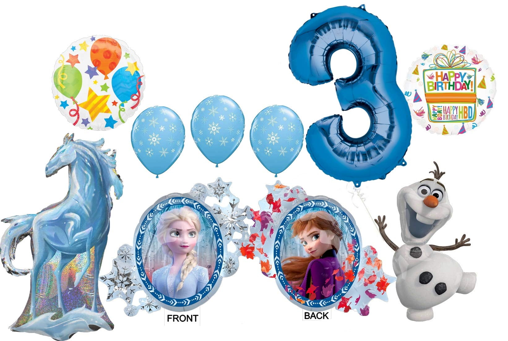 Frozen 2 Party Supplies 3rd Birthday Elsa, Anna, Olaf and Nokk Balloon Bouquet Decorations