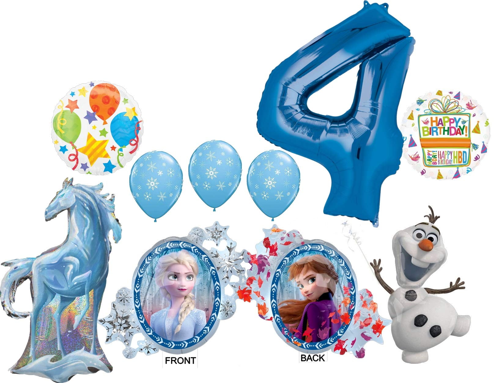Frozen 2 Party Supplies 4th Birthday Elsa, Anna, Olaf and Nokk Balloon Bouquet Decorations