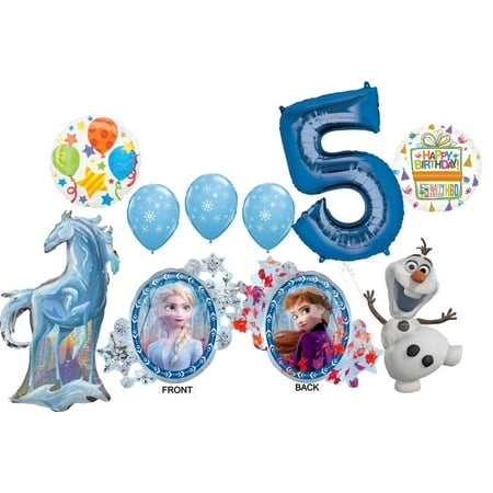 Frozen 2 Party Supplies 5th Birthday Elsa, Anna, Olaf and Nokk Balloon Bouquet Decorations