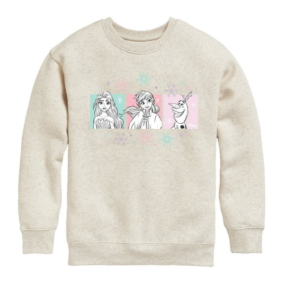 Frozen 2 - Pastel Character Grid - Toddler And Youth Crewneck Fleece Sweatshirt