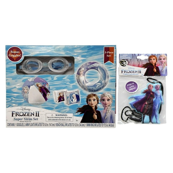 Frozen 2 Pool Inflatables for Kids 5 Piece Set with Free Lanyard, Kids Floaties for Pool, Pool Accessories for Kids, Inflatable Pool Toys for Kids, Floaties for Toddlers, Arm Floaties