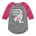 thumbnail image 1 of Frozen 2 - Smile Sparkle Shine - Toddler And Youth Girls Raglan Graphic T-Shirt, 1 of 5