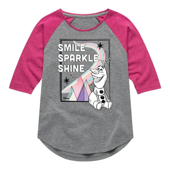 Frozen 2 - Smile Sparkle Shine - Toddler And Youth Girls Raglan Graphic T-Shirt