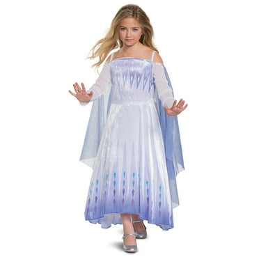 Frozen 2 Snow Queen Elsa Fancy-Dress Costume for Girls with Glitter Cape, Size 4-6