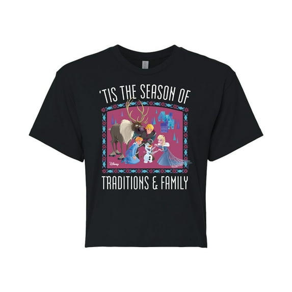 Frozen 2 - Tis The Season - Juniors Cropped Cotton Blend T-Shirt