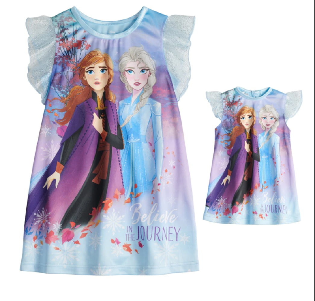 Frozen 2 Toddler Girls Matching Doll & Me Nightgown Pajamas, 2pc Gift