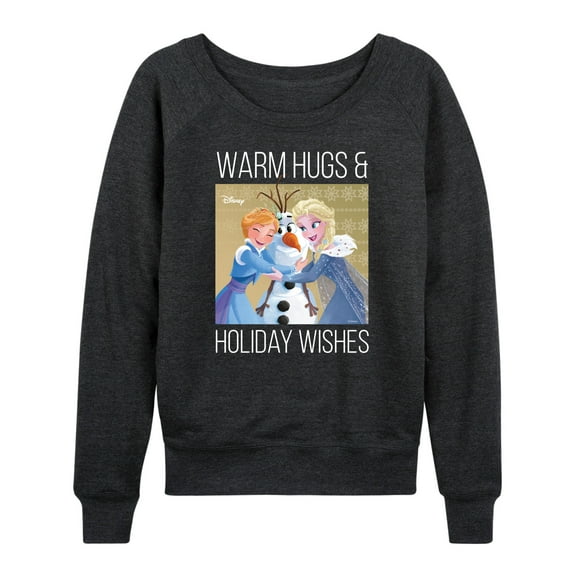 Frozen 2 - Warm Hugs Holiday Wishes - Women's Lightweight French Terry Long Sleeve Shirt