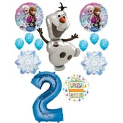 Frozen 2nd Birthday Party Supplies Olaf, Elsa and Anna Balloon Bouquet Decorations Blue #2