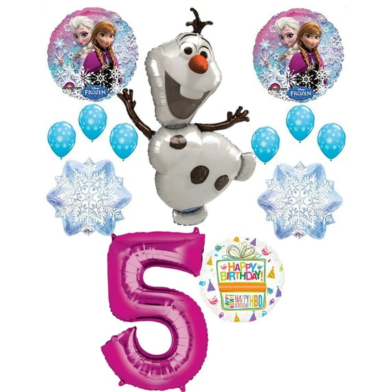 Frozen 5th Birthday Party Supplies Olaf, Elsa and Anna Balloon Bouquet Decorations Pink #5