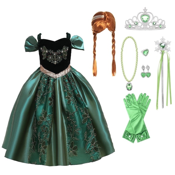 KAWELL Coronation Green Dress Luxury Costume Princess Accessories Party Halloween Christmas Role-Playing