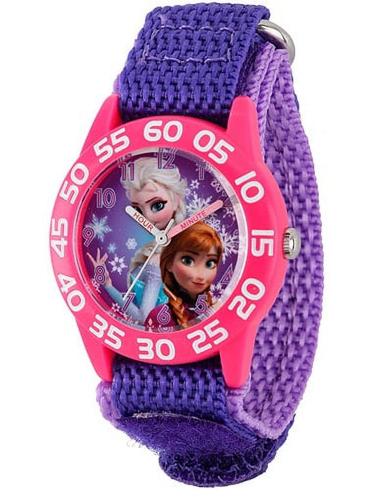 Frozen Anna & Elsa Girls' Plastic Case Watch, Purple Nylon Strap - image 1 of 6