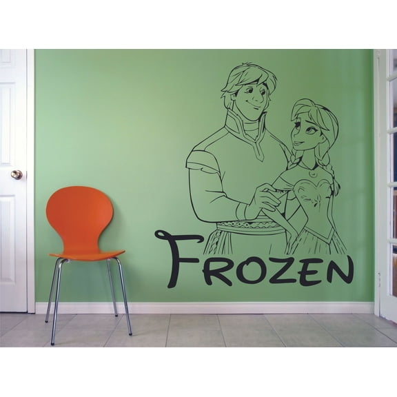 Frozen Anna and Kristoff Let It Go Disney Cartoon Wall Sticker Art Decal for Girls Boys Kids Room Bedroom Nursery Kindergarten House Fun Home Decor Stickers Wall Art Vinyl Decoration Size (20x20 inch)