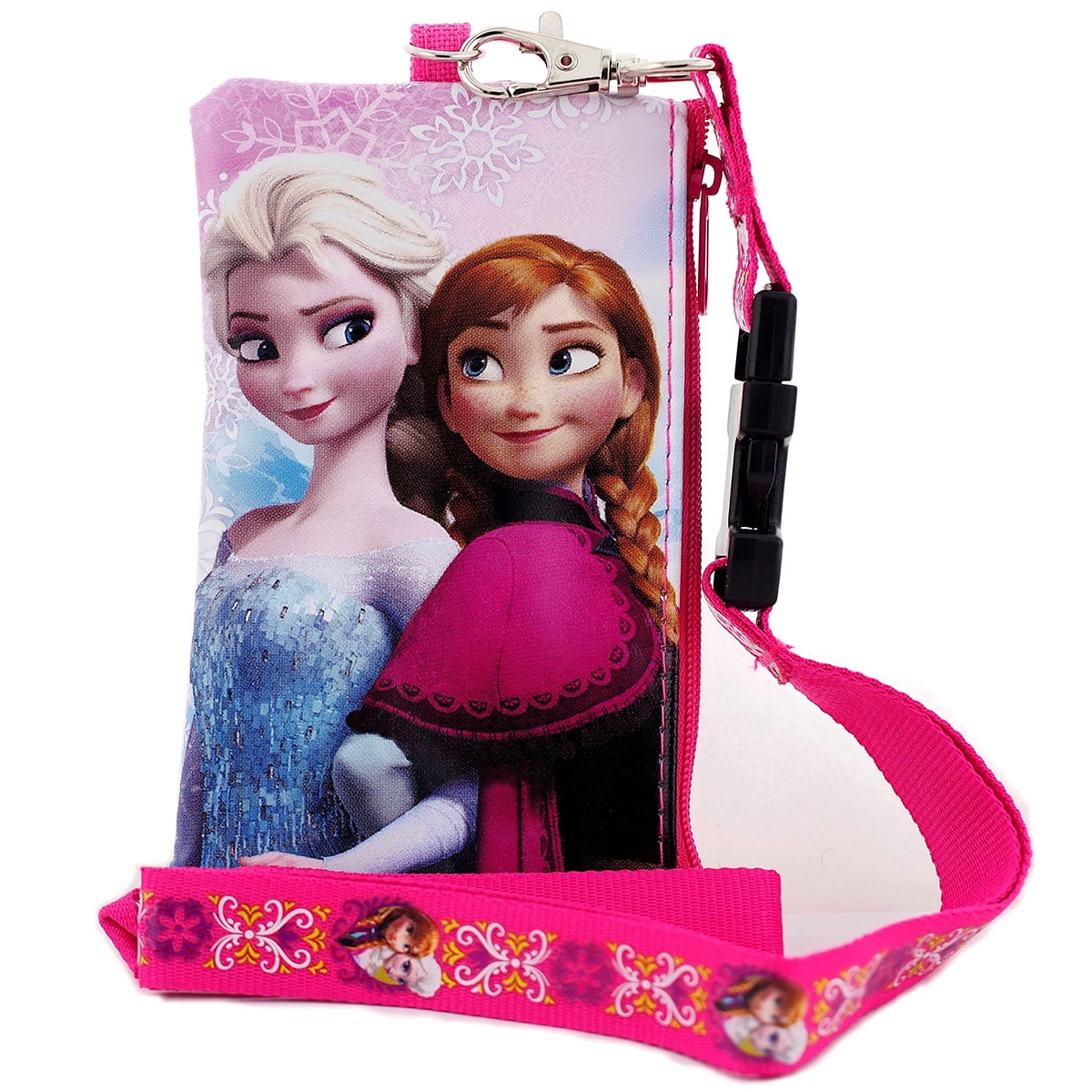 Frozen Anna and Elsa Pink Lanyard with Detachable Coin Purse