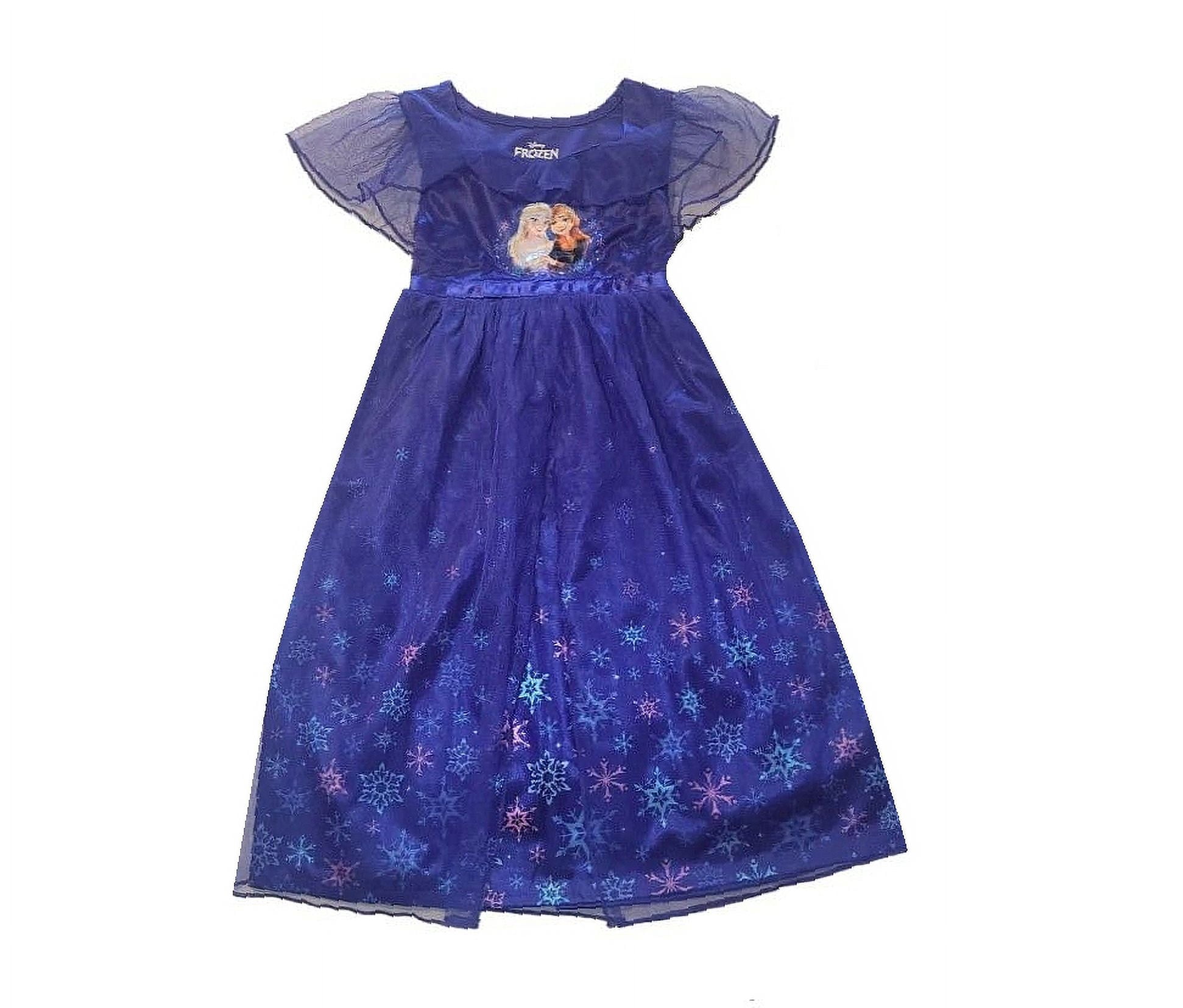 Frozen Anna and Elsa Sisters Dark Blue Satin and Tulle Nightgown