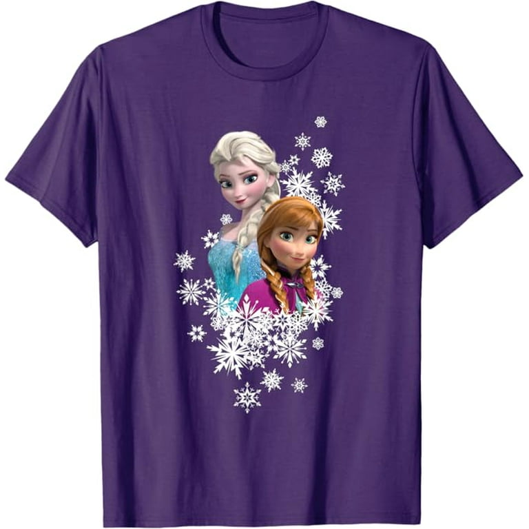 Frozen Anna and Elsa Snowflakes T Shirt For Men Women Purple Color Size S