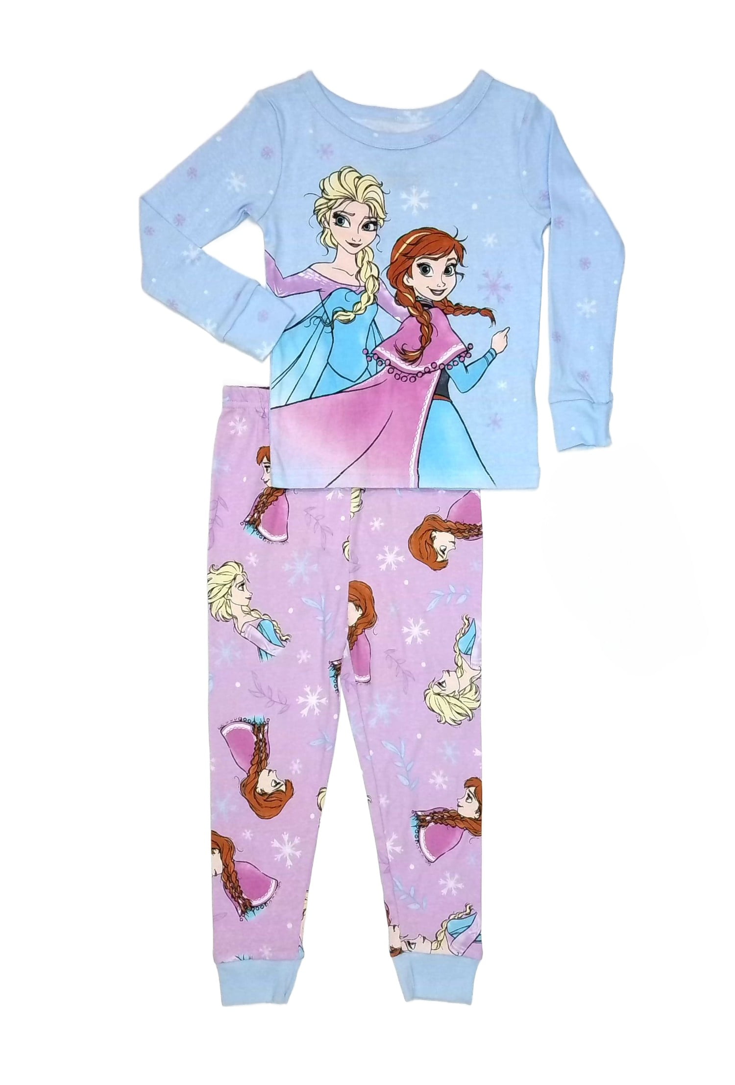 Frozen Anna and Elsa Toddler Girl's Long-Sleeved Cotton Pajama Set