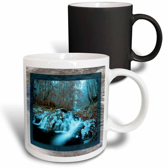 3drose, Frozen Autumn Waterfall, 11oz Magic Transforming Mug