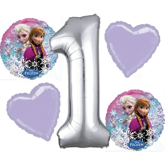 Frozen Balloon Bouquet 1st Birthday 5 pcs - Party Supplies