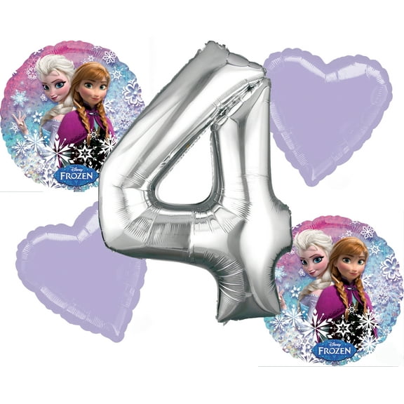 Frozen Balloon Bouquet 4th Birthday 5 pcs - Party Supplies