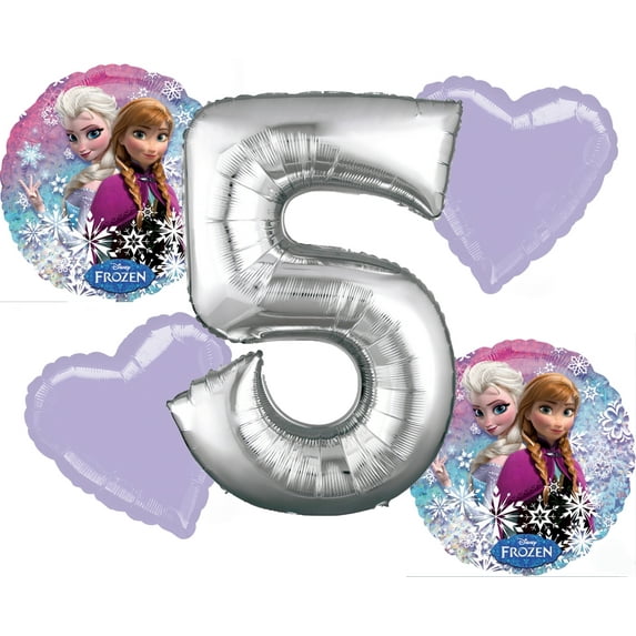 Frozen Balloon Bouquet 5th Birthday 5 pcs - Party Supplies