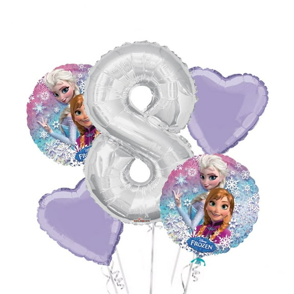 Frozen Balloon Bouquet 8th Birthday 5 pcs - Party Supplies