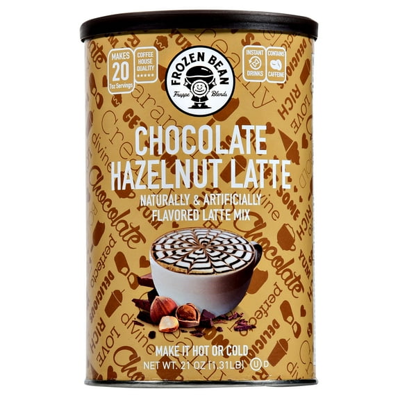 Frozen Bean Chocolate Hazelnut Latte Deluxe Frappe Coffee Mix, 21 Ounce