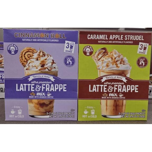 Frozen Bean Latte Frappe Mix Cinnamon Roll Caramel Apple Strudel 8.4oz 240g (2 Boxes)