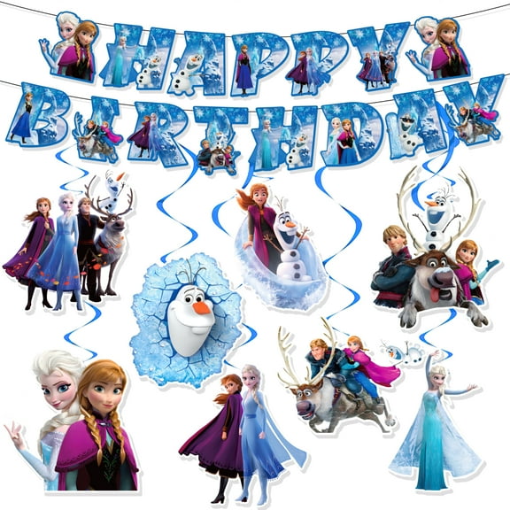Frozen Birthday Party Decorations Frozen Happy Birthday Banner Hanging Swirls for Birthday Party Supplies