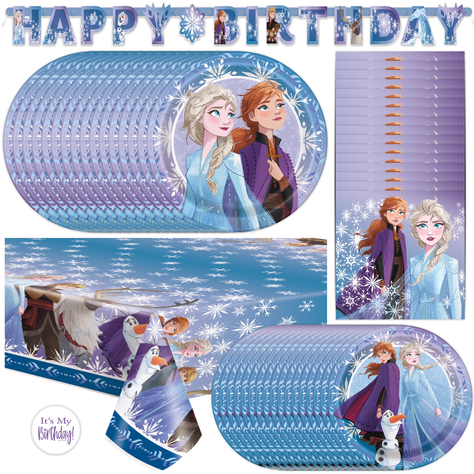 Frozen Birthday Party Decorations \u0026 Supplies | Banner, Tablecloth, Plates, Napkins, Sticker | Serves 16 Guests