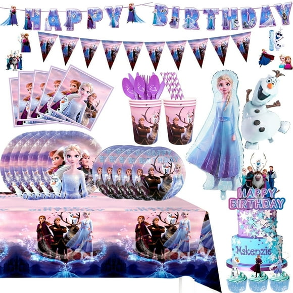 Frozen Birthday Party Supplies,184pcs Frozen Birthday Decorations&Tableware Set