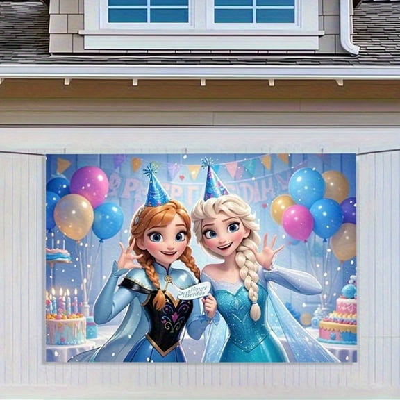 Frozen Birthday Party decorations - Elsa and Anna frozen theme backgrounds with birthday cakes, indoor/outdoor party decorations - Birthday, Valentine's Day, Easter Party decorations