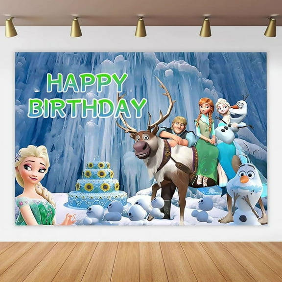 Frozen Cartoon Theme Birthday Flag Background Banner Children's Party Decoration supplies Photography Photo Prop ,70.8x43.3inch.
