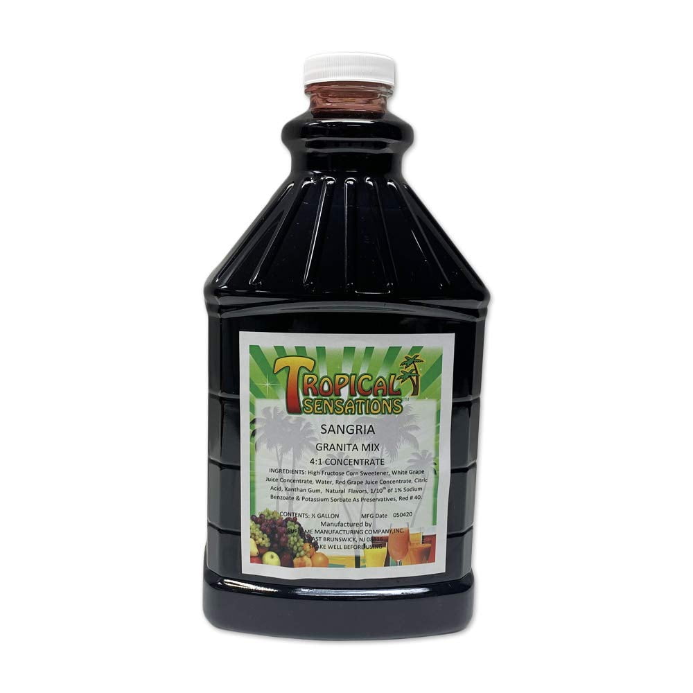 Tropical Sensations Red Sangria Granita Slushie Mix – 64 oz Bottle – Non-Alcoholic Frozen Drink Mix for Slush Machines