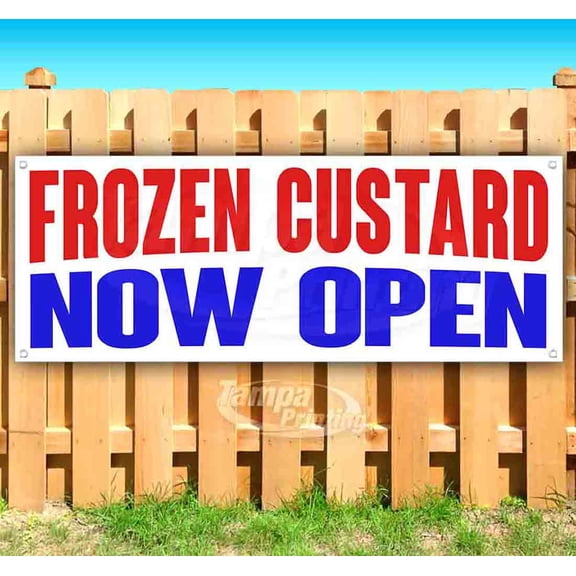 Frozen Custard Now Open 13 oz Vinyl Banner With Metal Grommets