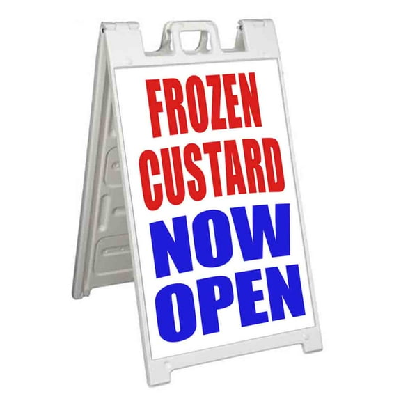 Frozen Custard Now Open (24" X 36") Standard A-Frame Signicade, Includes Decal Applied To Stand