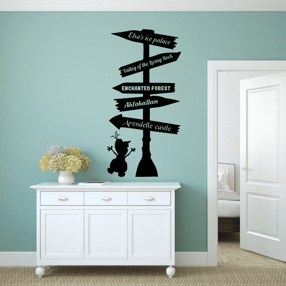Frozen Disney Elsa Anna Pathway Signage Fantasy World Wall Sticker Art Decal for Girls Boys Room Bedroom Nursery Kindergarten House Fun Home Decors Stickers Wall Art Vinyl Decoration Size (10x6 inch)