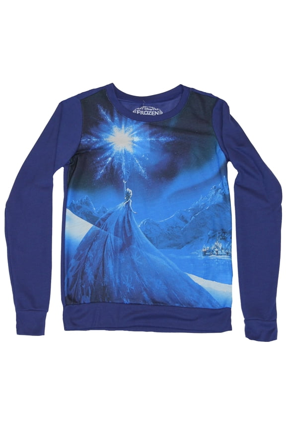 Frozen (Disney) Girls Juniors Light Sweatshirt - Photorealistic Elsa Magic Image (Large)