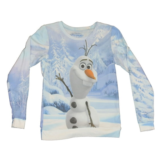 Frozen (Disney) Girls Juniors Light Sweatshirt - Photorealistic Waving Olaf Pic (Medium)
