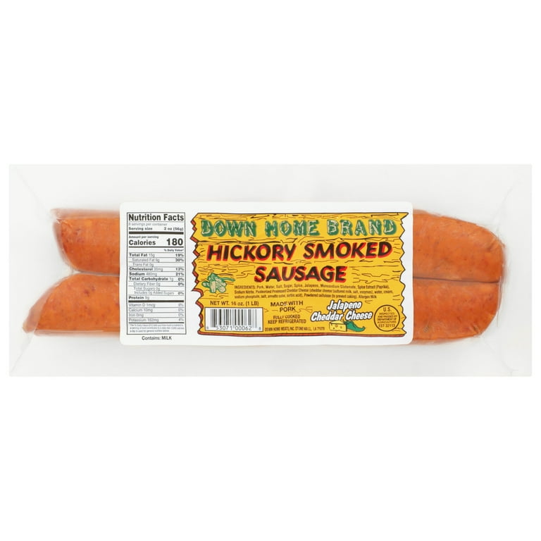 Frozen Down Home Meats Hickory Smoked Sausage Jalapeno Cheddar 1 Lb