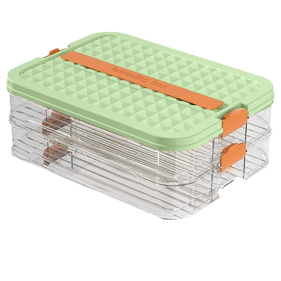 Frozen Dumpling Storage with Lids, Flat Stacks Food Container for Lunch Meats, Cold Cuts, Bacon, Cheese, Deli Meat, Icing, Cookies, Wonton, Donuts, Green, 2 Layer