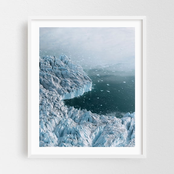 Frozen Edge - Greenland Photography Nature Winter Landscape Snow Scenic White Framed Wall Art Print 18 x 24 inches